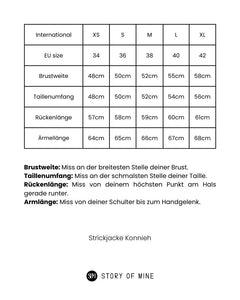 Maßtabelle Strickjacke.