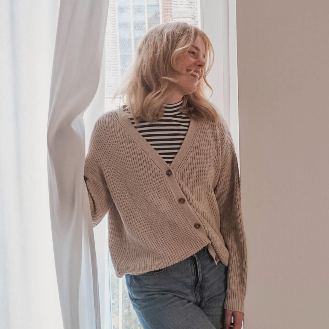 Bio-Baumwolle Cardigan Basic Sand
