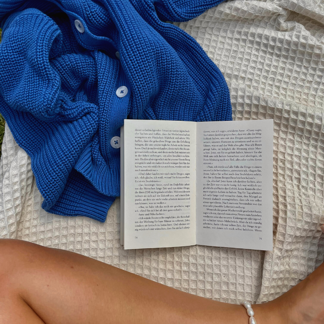 Bio-Baumwolle Cardigan Basic royalblau