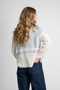 Strickpullover mit Blockstreifen creme-hellblau