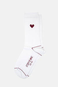 Socks with heart white 