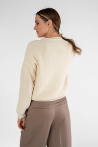Kurze Strickjacke creme