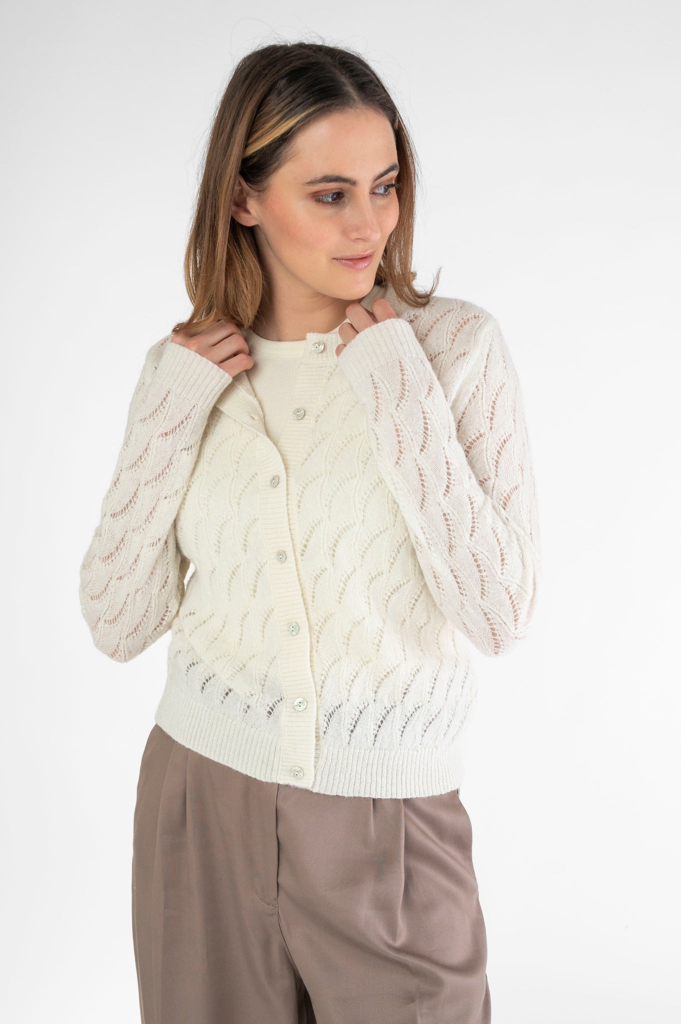 Fine knit cardigan made of alpaca &amp; merino wool
