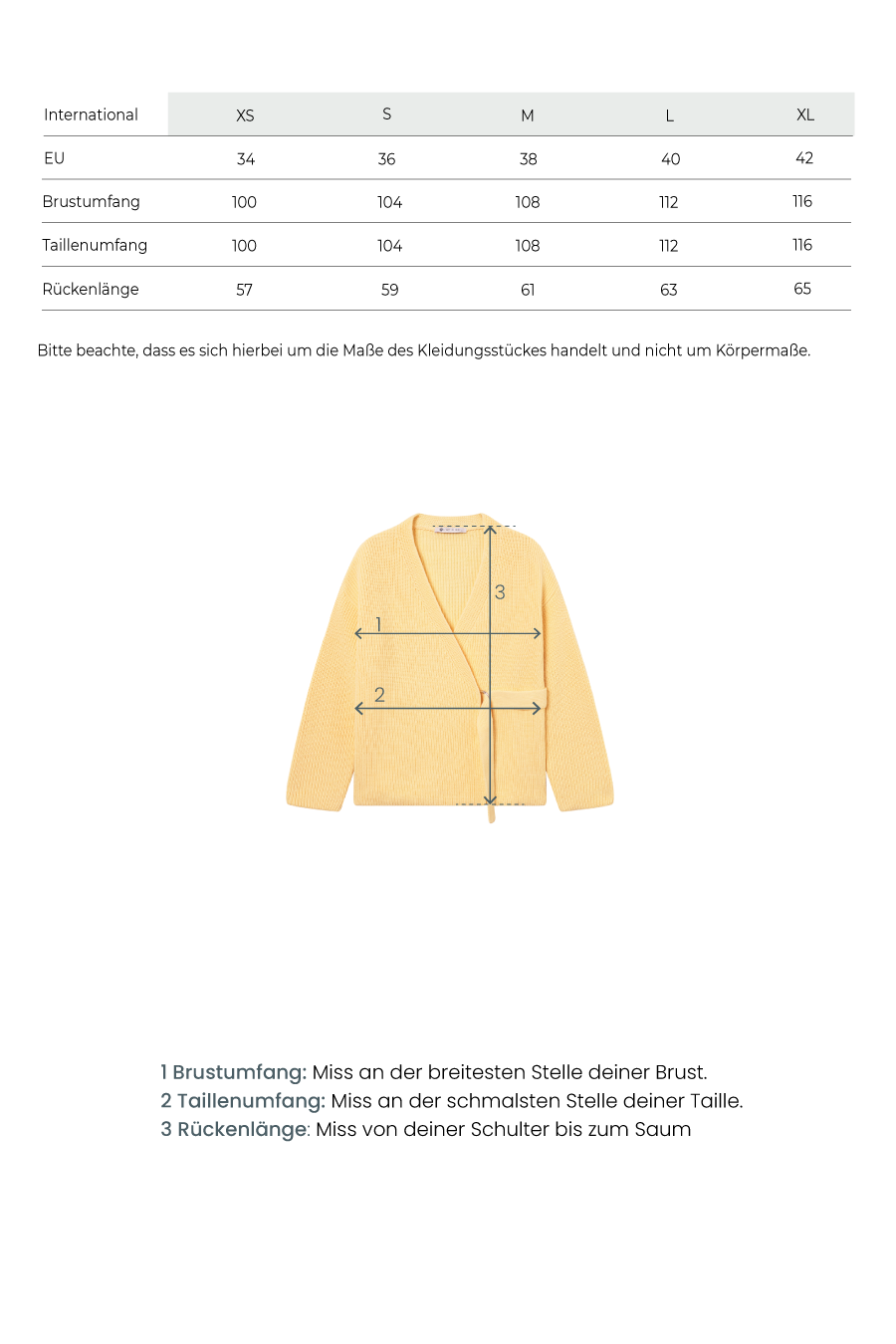 Strickjacke Wickeloptik hellgelb