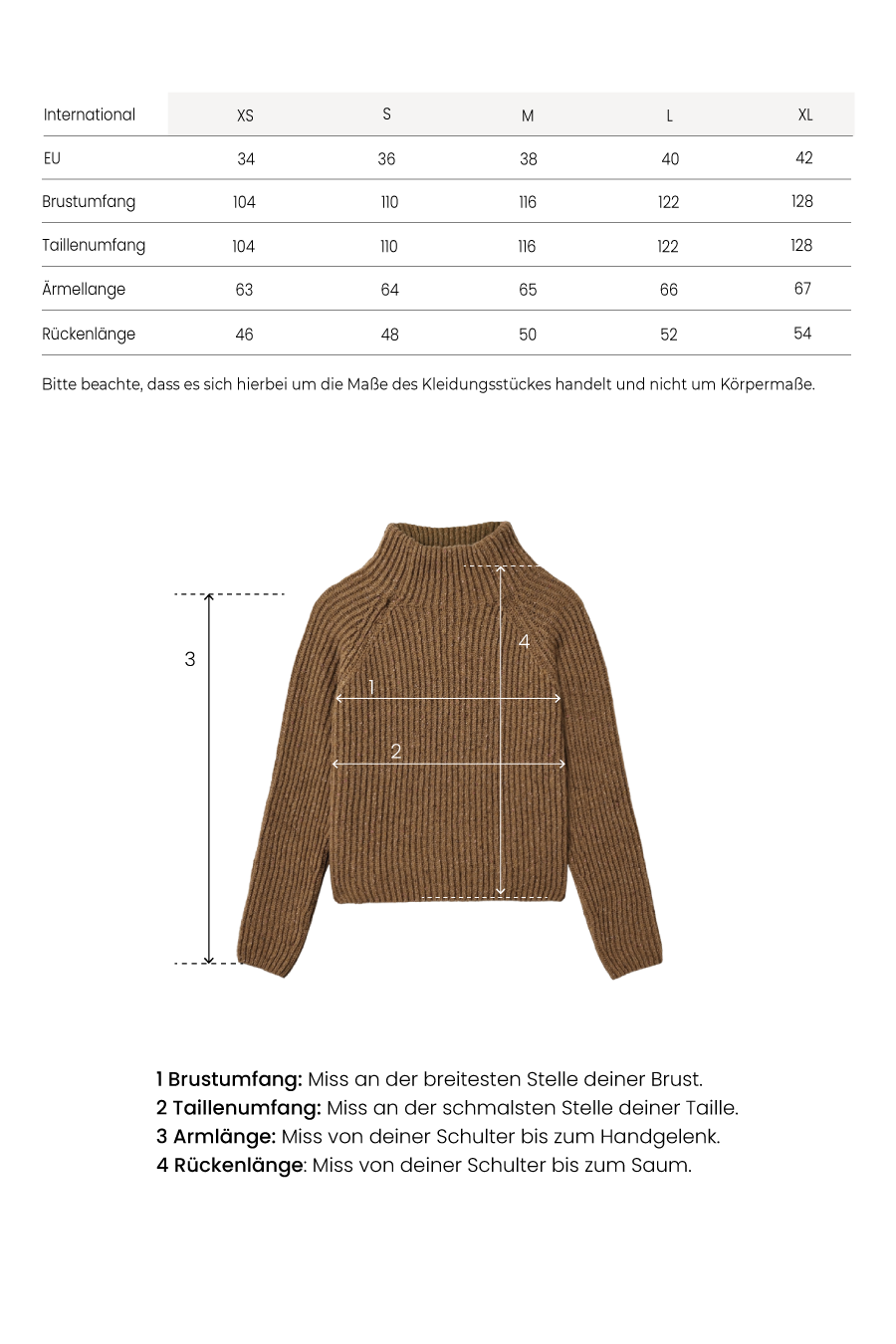 Verkürzter Rollkragenpullover braun