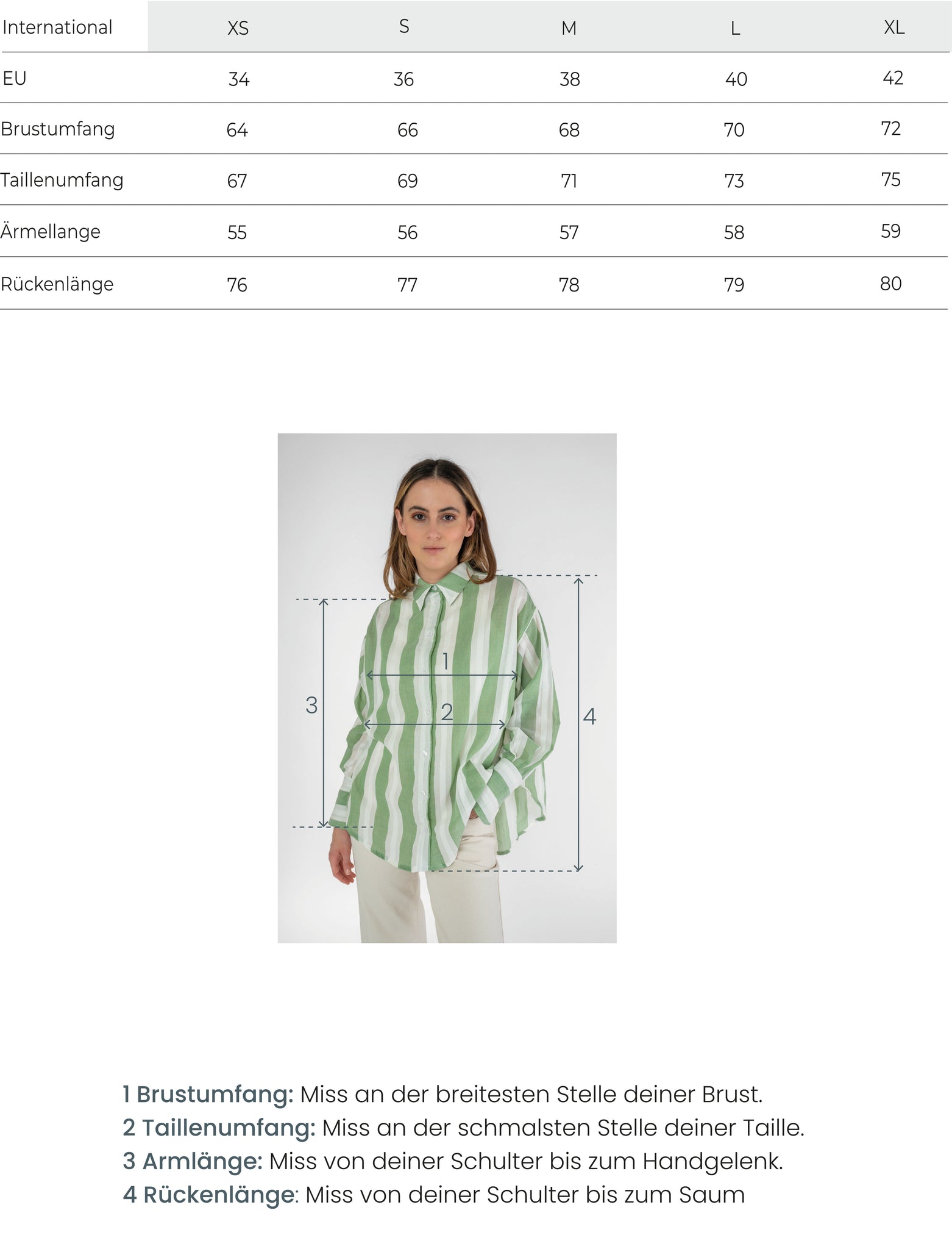 Bluse mit Streifen weiß/grün