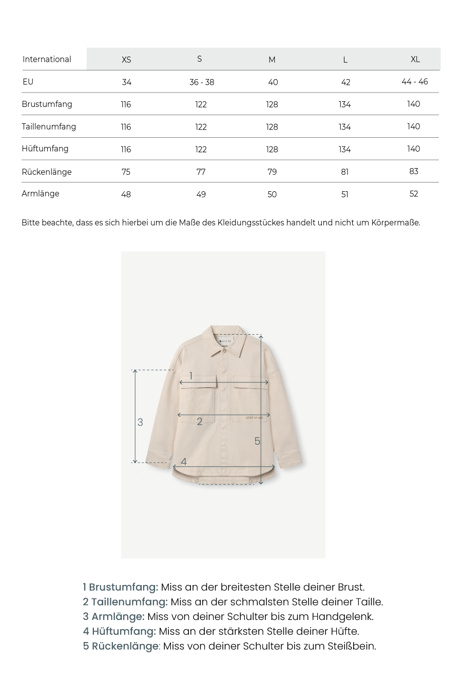 Unisex-Jacke ungefärbt