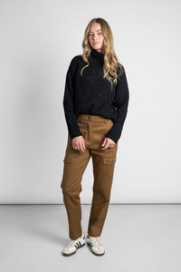 Verkürzter Rollkragenpullover schwarz