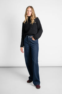 Verkürzter Rollkragenpullover schwarz