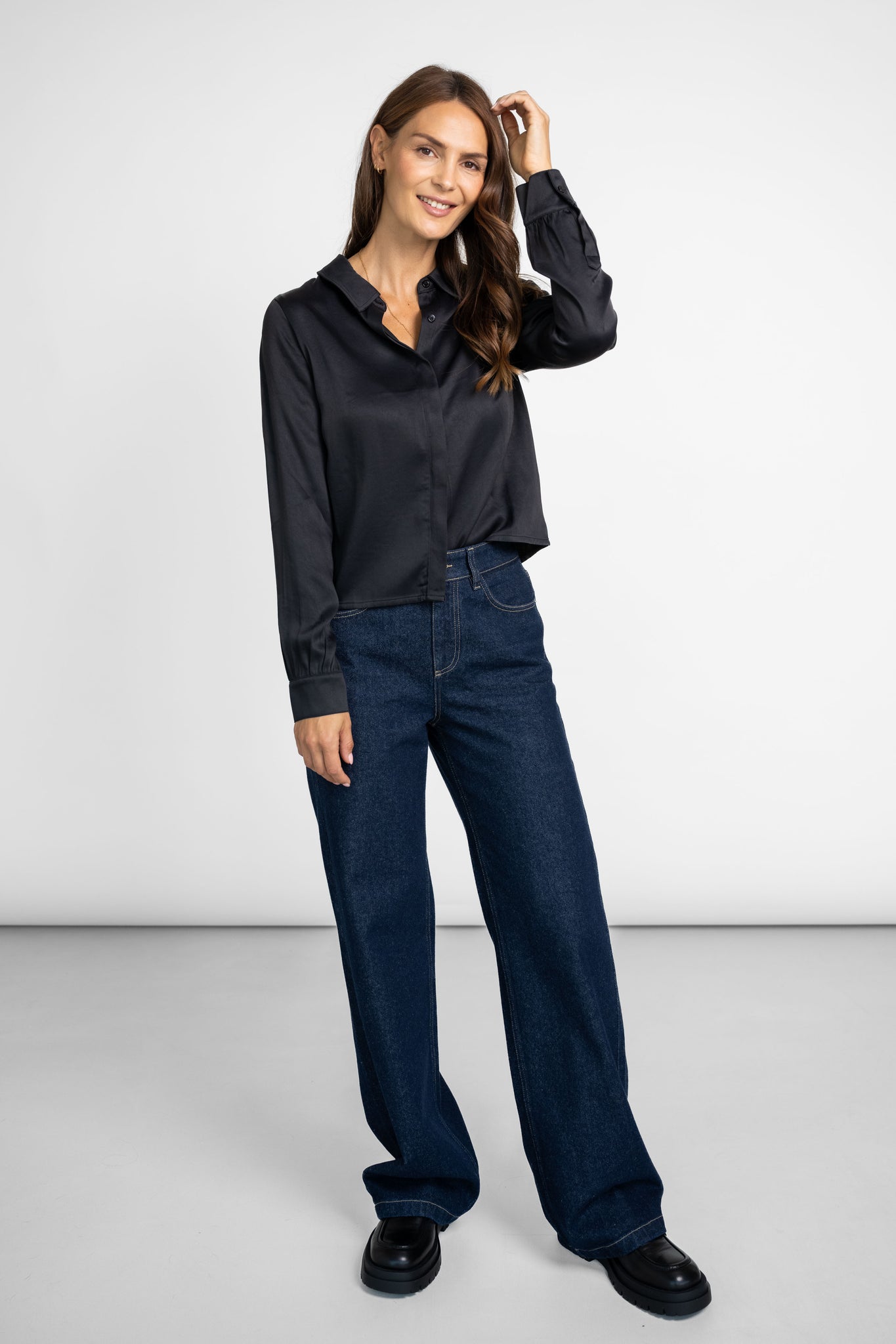 Satinbluse schwarz
