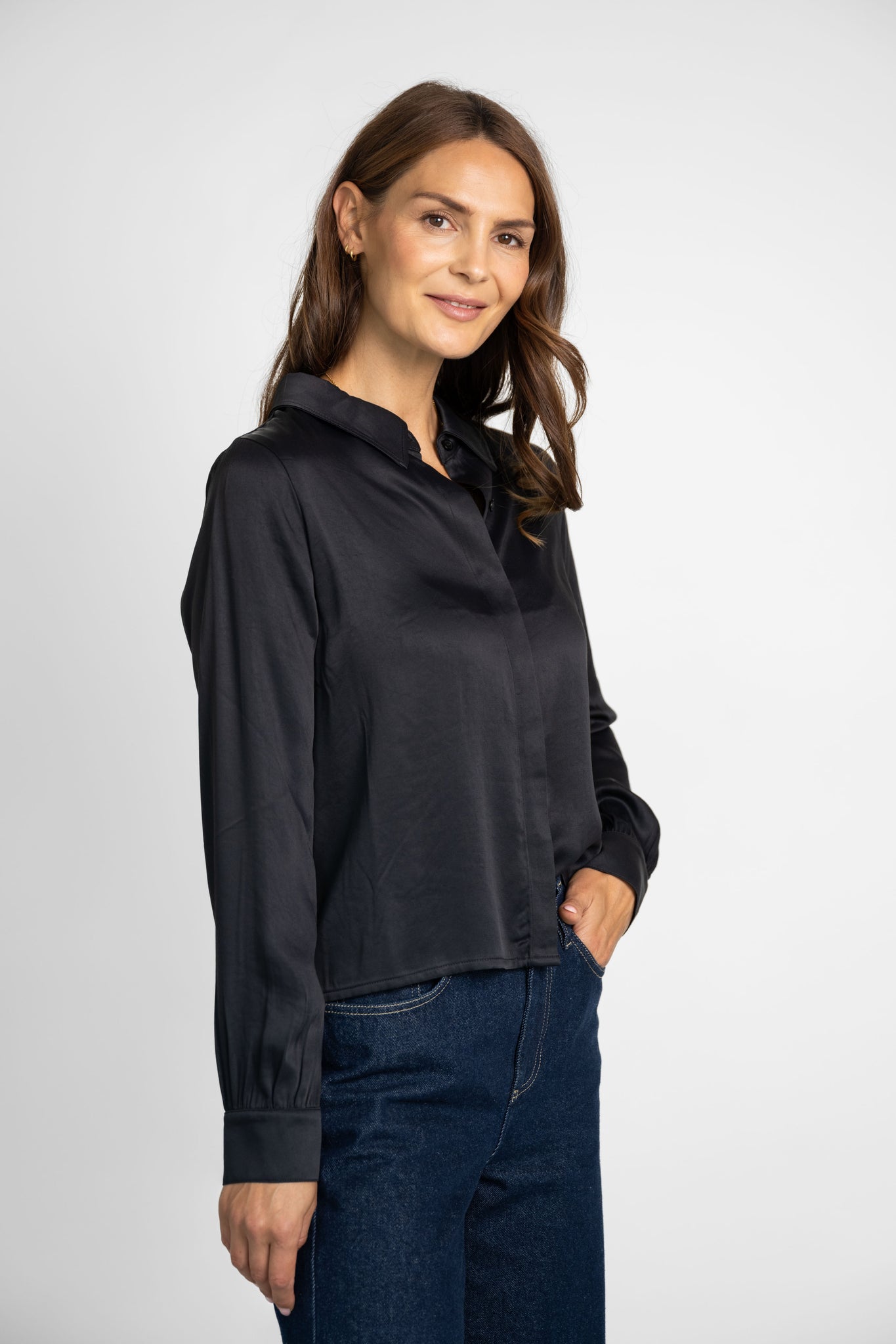 Satinbluse schwarz