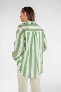 Bluse mit Streifen weiß/grün