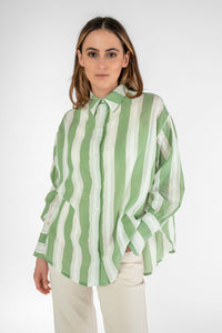 Bluse mit Streifen weiß/grün