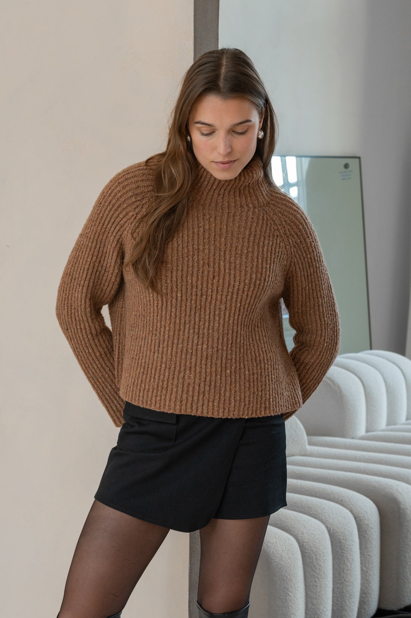 Rollkragenpullover braun