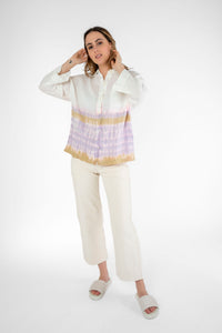 Dip-dye linen blouse