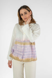 Dip-dye linen blouse