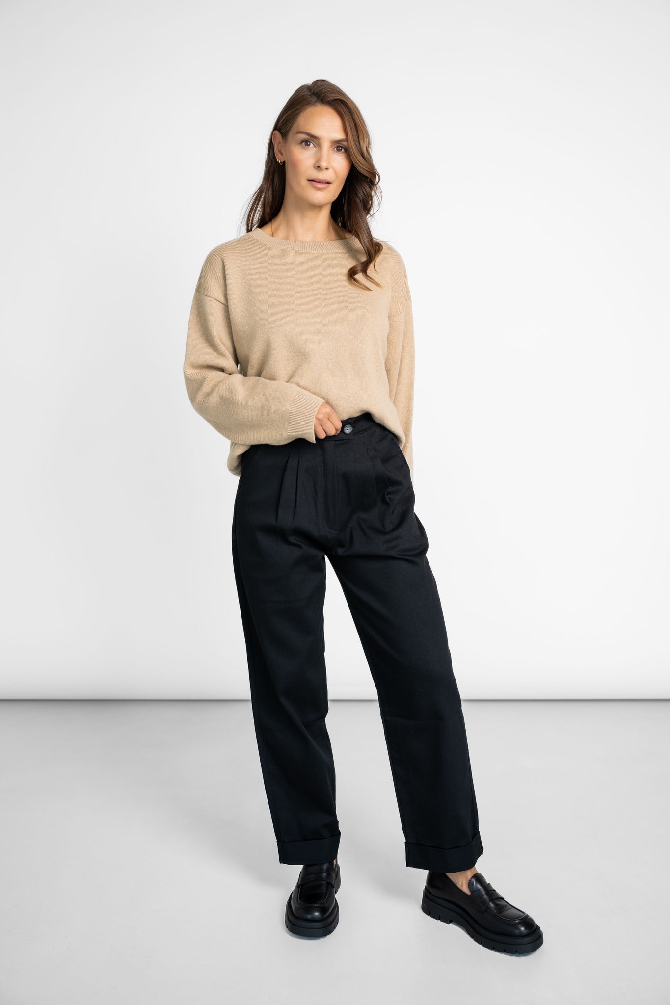 Verkürzte Hose Schwarz