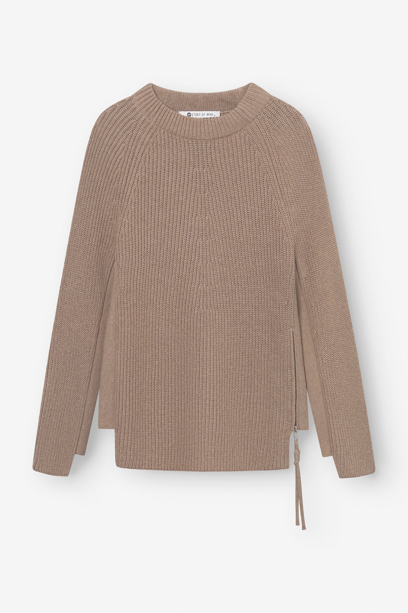 Strickpullover mit Reißverschluss sand