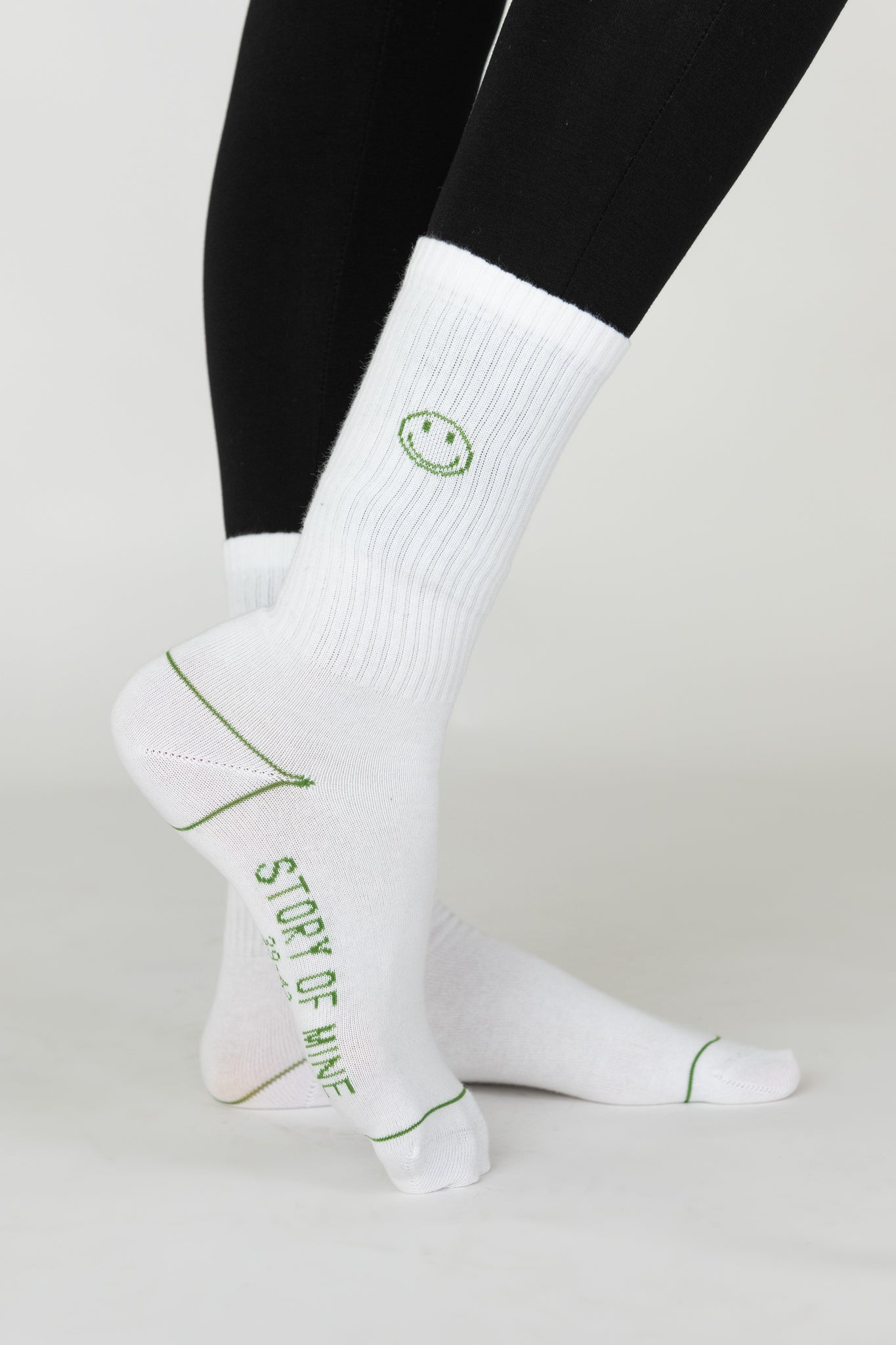 Smiley Socken weiß-grün