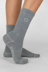 Smiley Socken grau-weiß