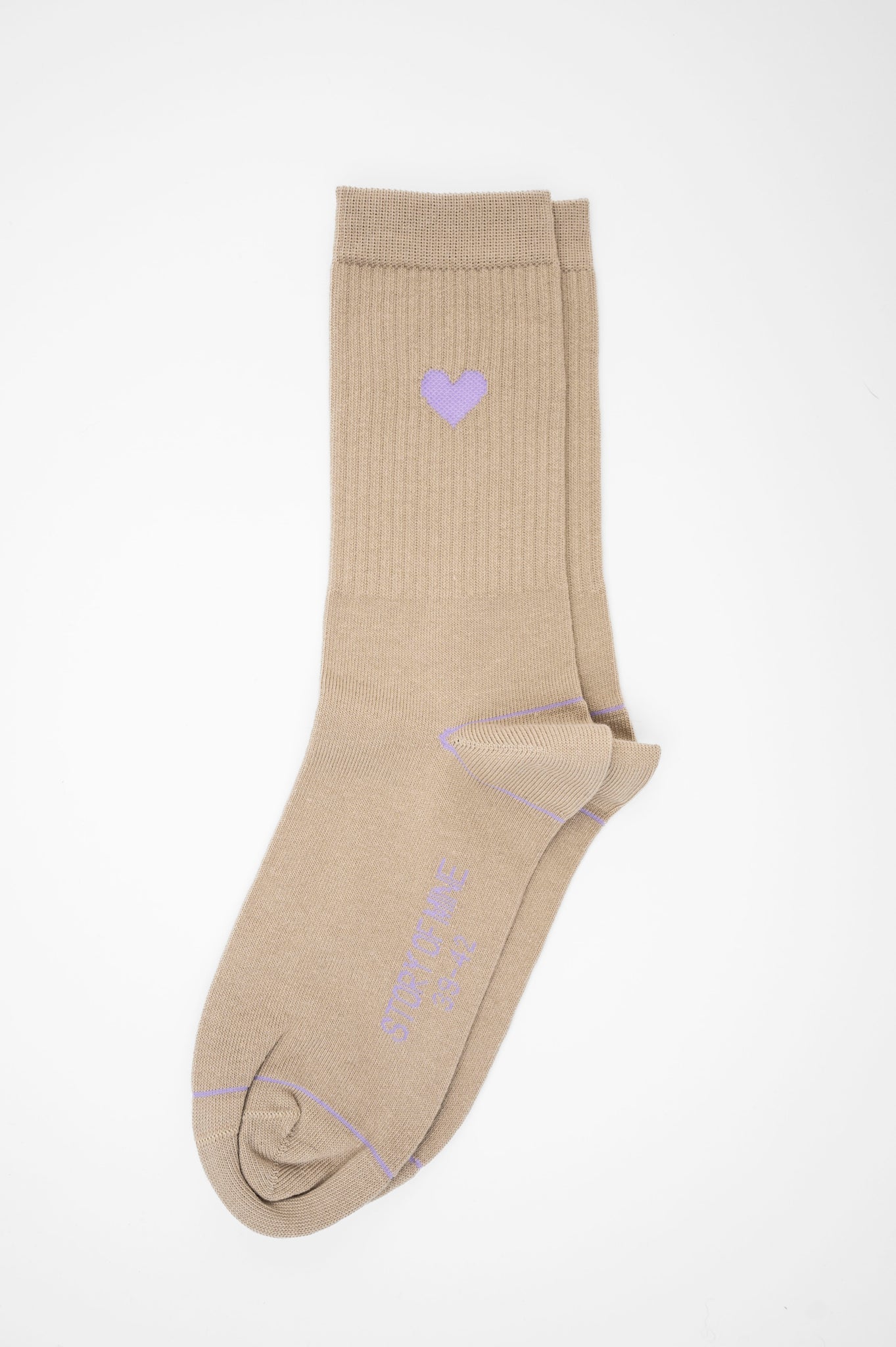 Socks with heart cream / pink 