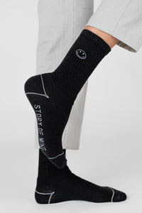Smiley Socken Schwarz-Weiß