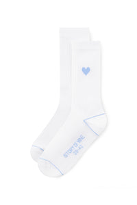 Socken mit Herz weiß-hellblau
