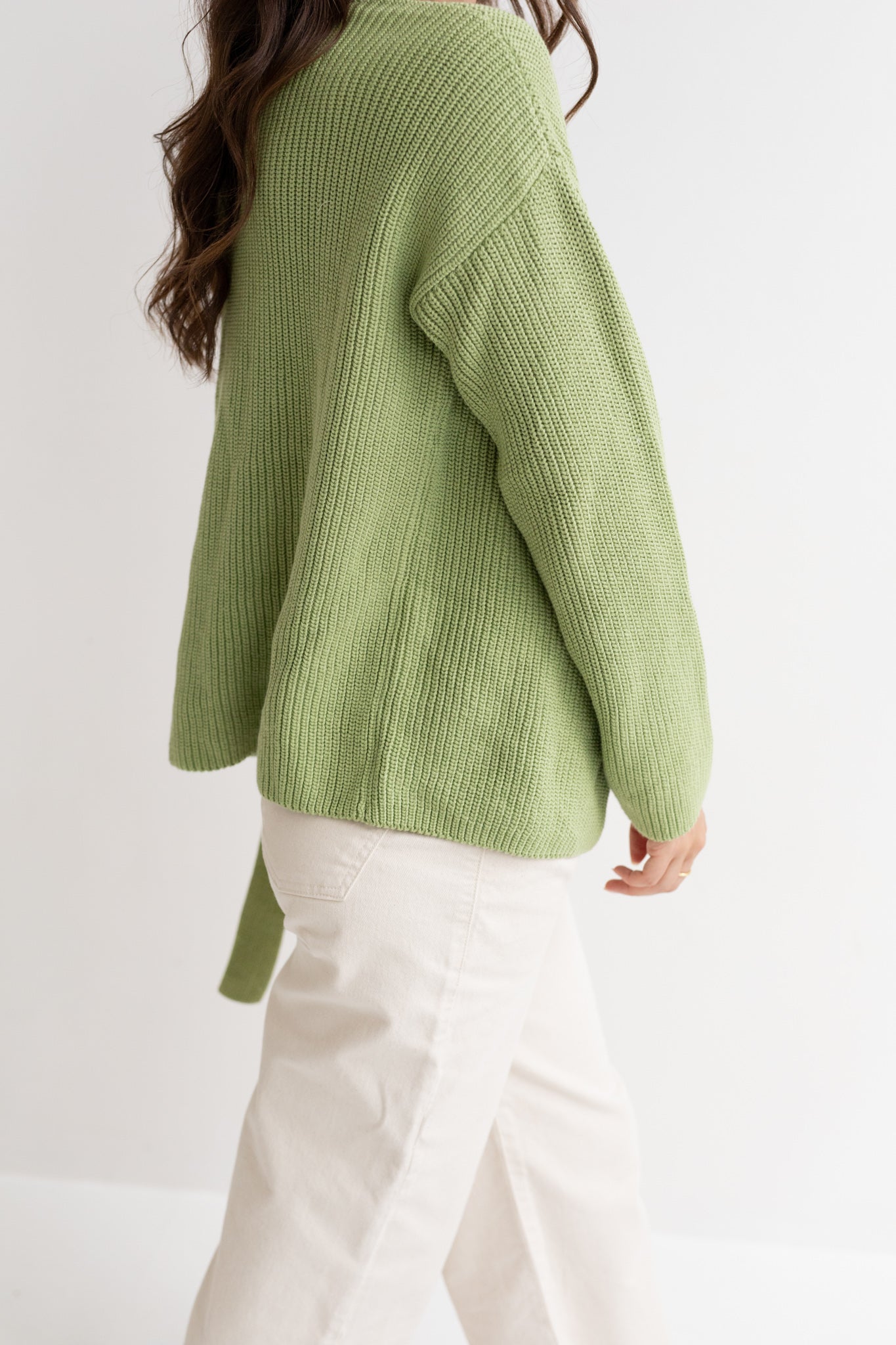 Cardigan in a light-green wrap look