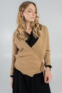 Wrap cardigan made of alpaca wool mix