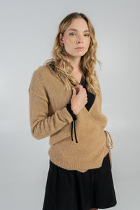 Wrap cardigan made of alpaca wool mix