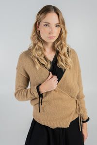 Wrap cardigan made of alpaca wool mix