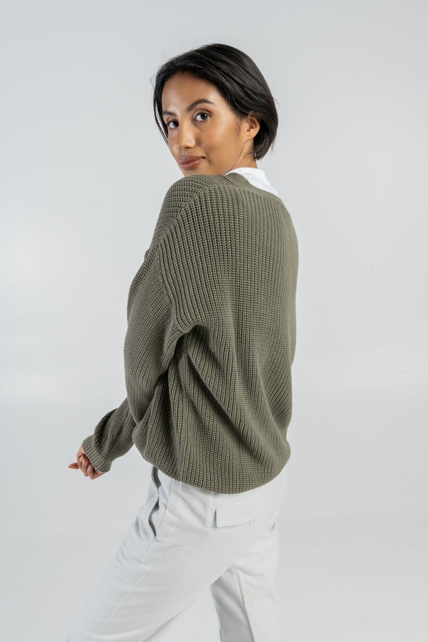 Kurze Strickjacke aus Bio-Baumwolle